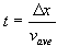 Contant acceleration equation solving for time. Time equals displacement divide by average velocity.