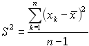 Solving for sample variance.